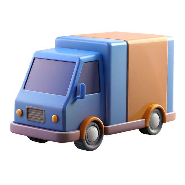 Photo 3d delivery truck on white background