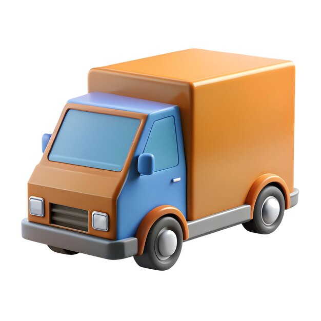 Photo 3d delivery truck on white background