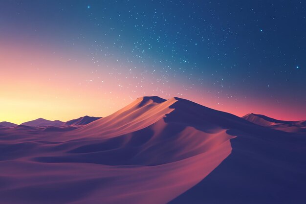 3D Desert Aurora Lights in Dreamy Desert Scene Background Wallpaper