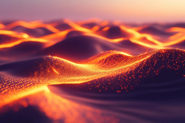 Photo 3d desert glowing sand dunes dreamy aesthetic background wallpaper