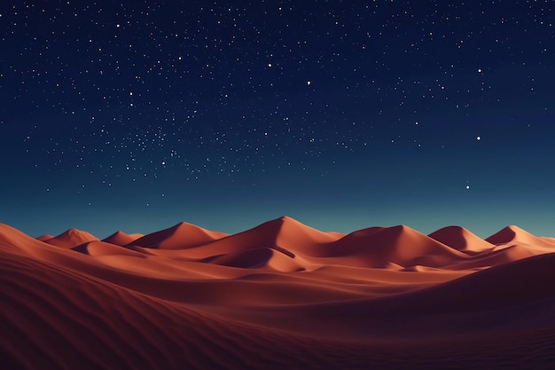 3D Desert Night Stars shining over quiet desert Background Wallpaper