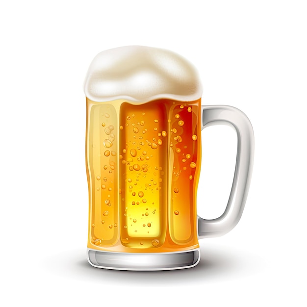 3D design of beer glass over white background