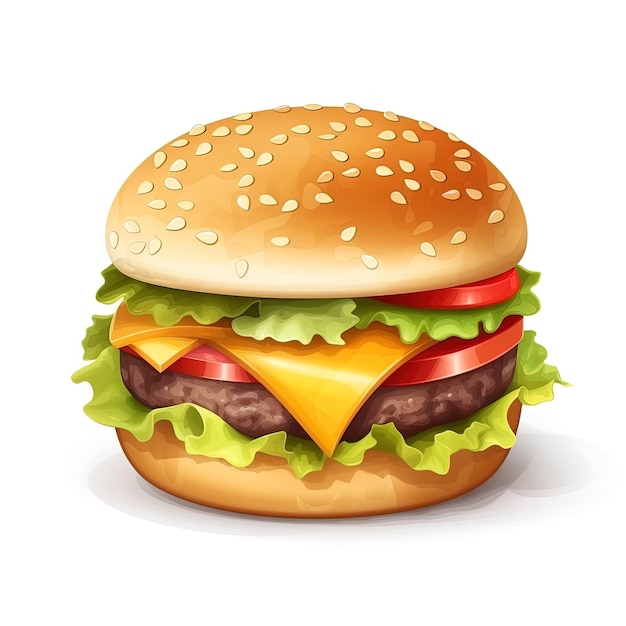 3D design of cheeseburger over white background