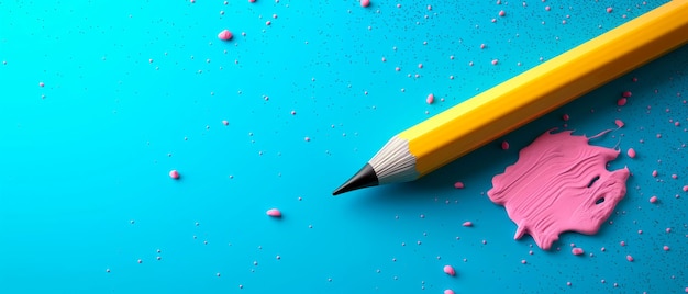 3D design of colorful pencils over light blue background Header with empty space for text