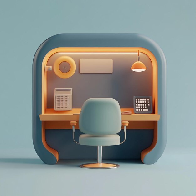 Photo 3d desk icon customer service workstation logo illustration