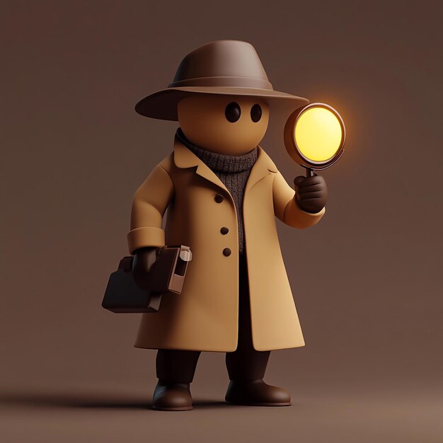 Photo 3d detective icon investigator solving crimes illustration logo