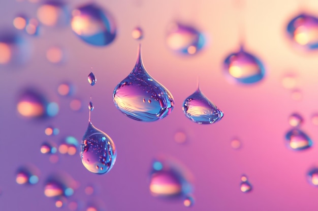 Photo 3d dew drops iridescent shine effect wallpaper background