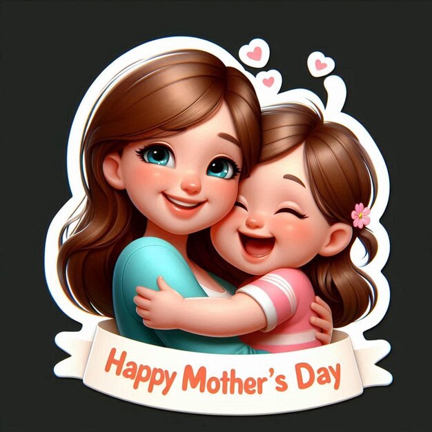 3D Digital Art Happy Mothers Day Design With Black Background Ai Generated