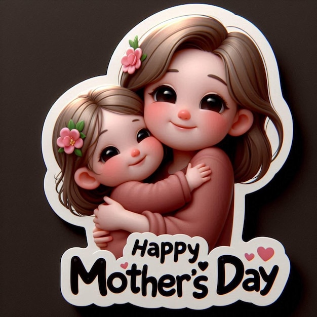 3D Digital Art Happy Mothers Day Design With Black Background Ai Generated