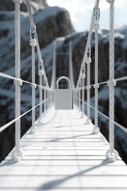 a 3D digital art theme featuring a minimalist love lock bridge in white