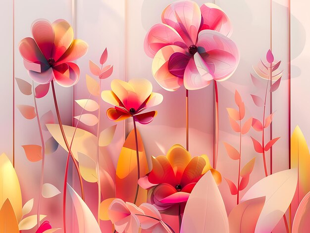 3D Digital Artwork of a Vibrant Abstract Garden Abstract Flower Landscape for Contemporary Spaces