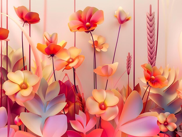 3D Digital Artwork of a Vibrant Abstract Garden Abstract Flower Landscape for Contemporary Spaces