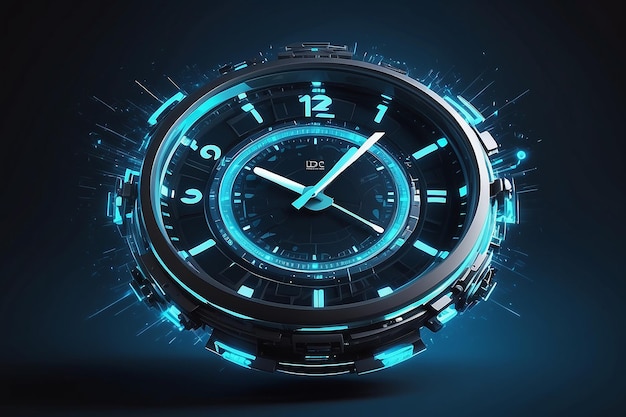 3D Digital Clock Technology Background