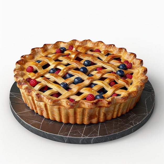 Photo 3d digital image of a delicious pie with white background