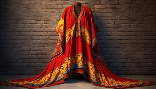 Photo a 3d digital poster showcasing a solitary elegantly designed pakistani sindhi shawl