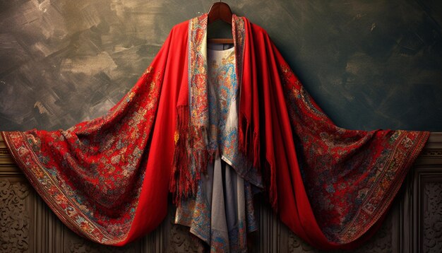 Photo a 3d digital poster showcasing a solitary exquisitely designed pakistani shawl