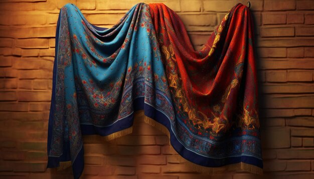 Photo a 3d digital poster showcasing a solitary exquisitely designed pakistani shawl