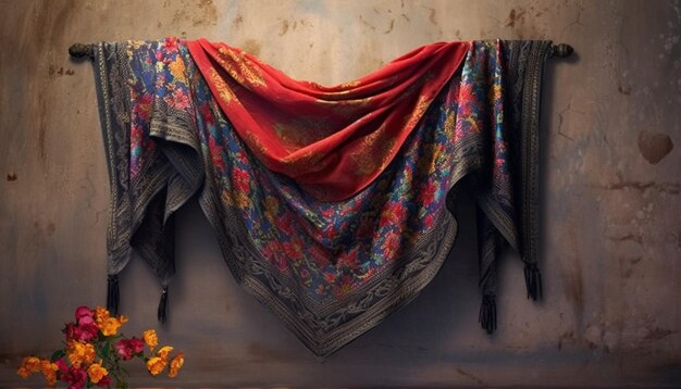 Photo a 3d digital poster showcasing a solitary exquisitely designed pakistani shawl