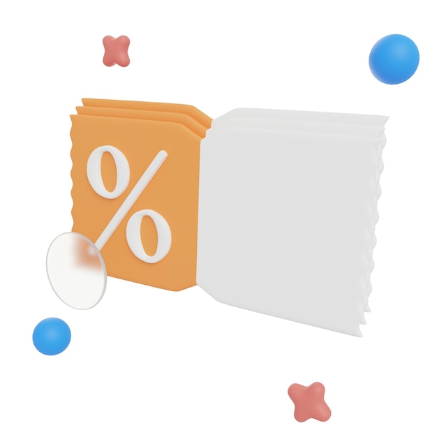 3D Discount Coupon Illustration