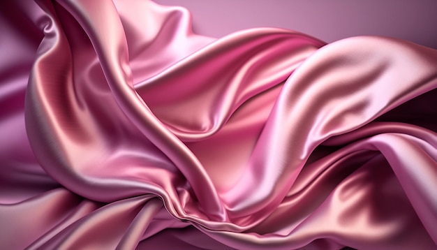 3D display pastel pink silk background. Satin fabric in motion silk cloth flying.