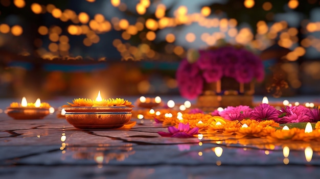 3d Diwali festival of lights scene Generative AI