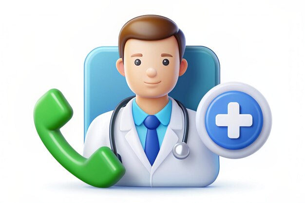 Photo 3d doctor on call icon sos icon first aid medicine and emergency call to hospital emergency call medicine healthcare medical support trendy and modern vector in 3d style