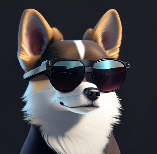 3D Dog with glasses