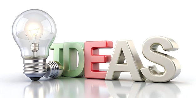 3D Dollar sign and lightbulb with the word Ideas isolated on a white background concept as An innova