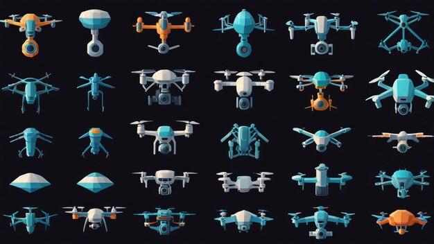 Photo 3d drone icons set cartoon set of 3d drone icon vector for web design