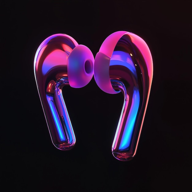 Photo 3d earbuds icon portable audio device illustration logo