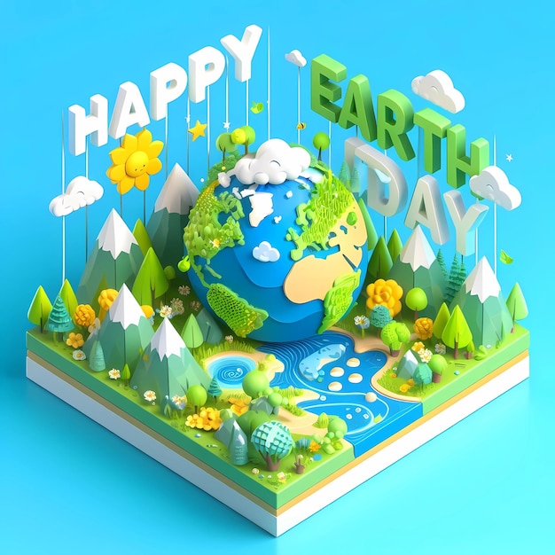 3D Earth day Social media templete