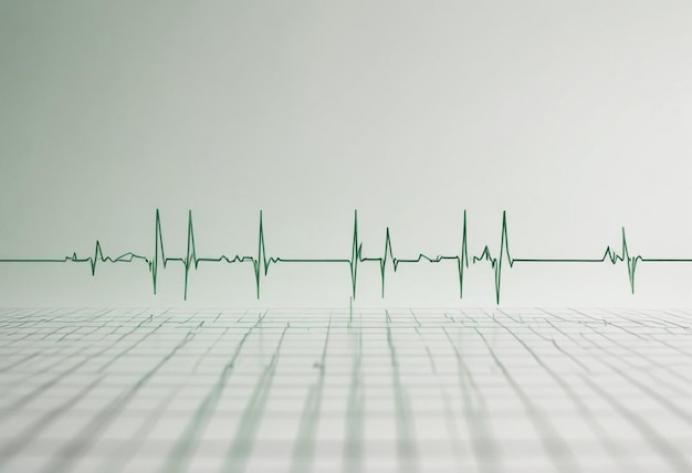 Photo 3d ecg line mockup template for cardiology and medical presentations