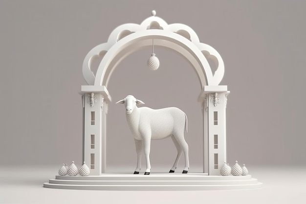 3d Eid Al Adha Sheep Symbol AI Generated