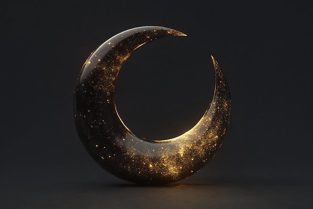 3D Eid Mubarak design with gold crescent moon