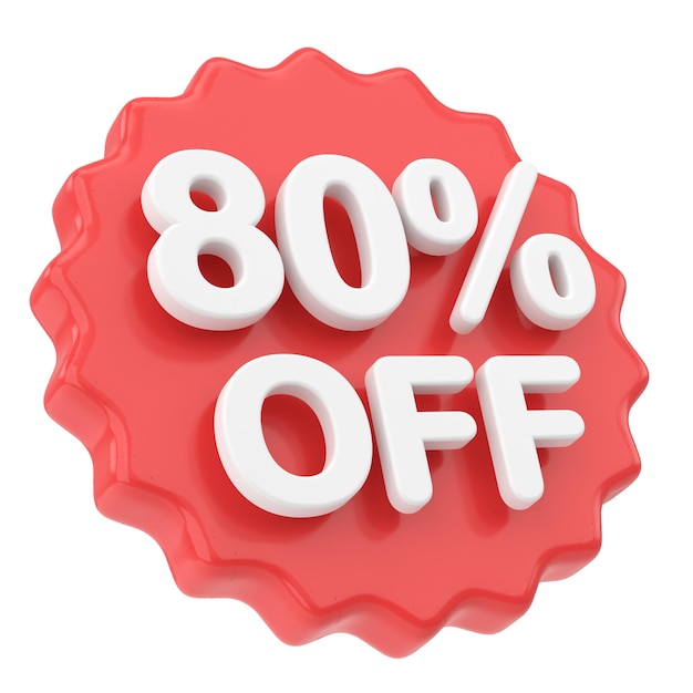 3D eighty percent off 80 off Sale badge