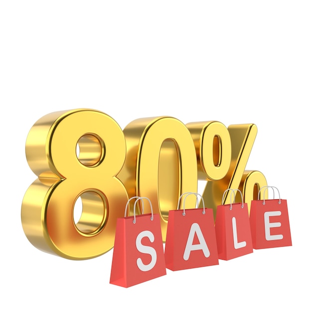 3D eighty percent sale 80 sale Golden sale badge