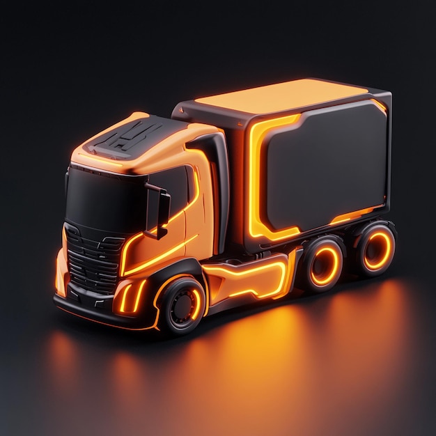 3D Electric Truck Icon Transportation and Eco friendly Illustration Logo