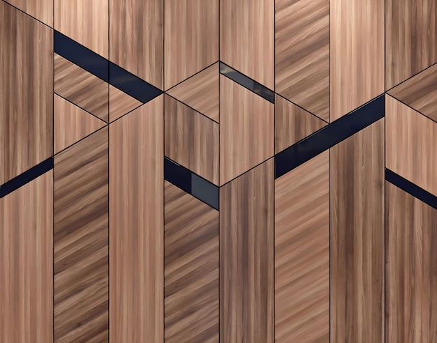 3D embossed wooden striped wall panel is brown and black in color