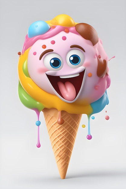 3d emoji cute eye scream ice cream