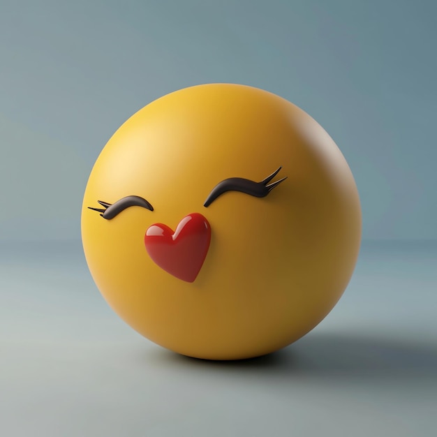 Photo 3d emoji icon face blowing a kiss illustration logo