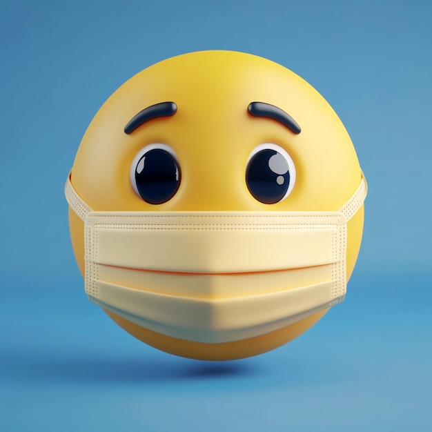 3D Emoji Icon Face Wearing a Protective Mask Illustration Logo