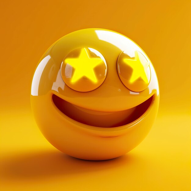 3d Emoticon or Smiley starry eyes yellow ball