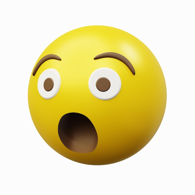 3d emoticon yellow ball get surprised expression icons