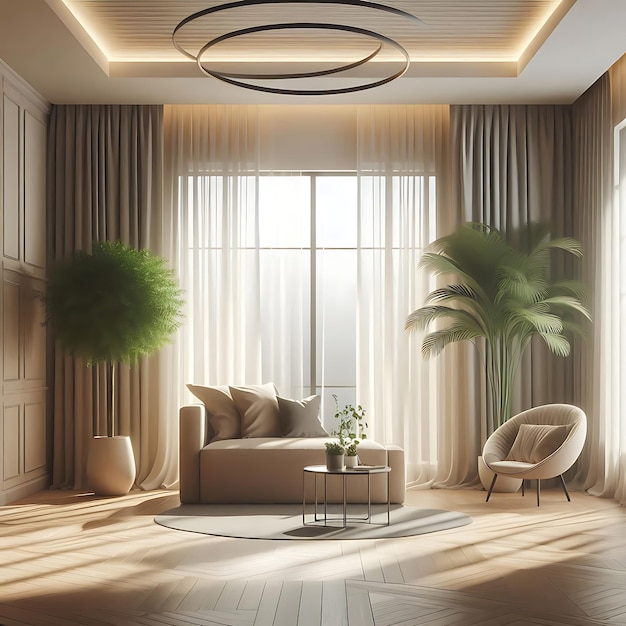 3d empty interior with home plant 01