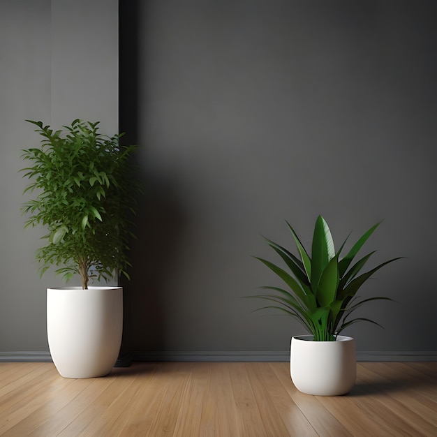 3d empty interior with home plant high quality genarated by AI