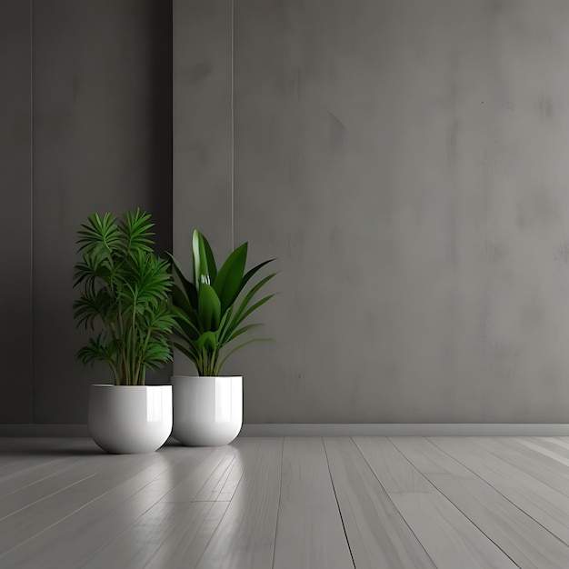 3d empty interior with home plant high quality genarated by AI