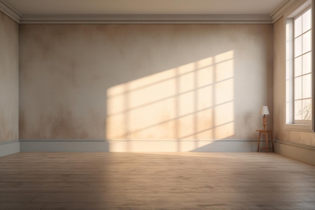 3D empty room architectural with sunlight