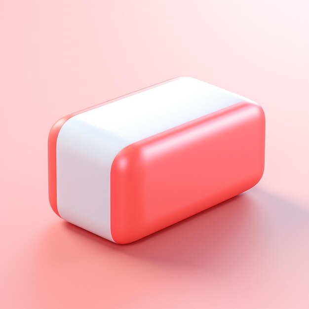 3D Eraser Icon Stationery and Correction Tool isometric isolated render