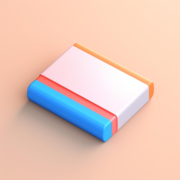 3D Eraser Icon Stationery and Correction Tool isometric isolated render