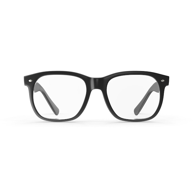 3d Eyeglasses with black frame isolated on white background